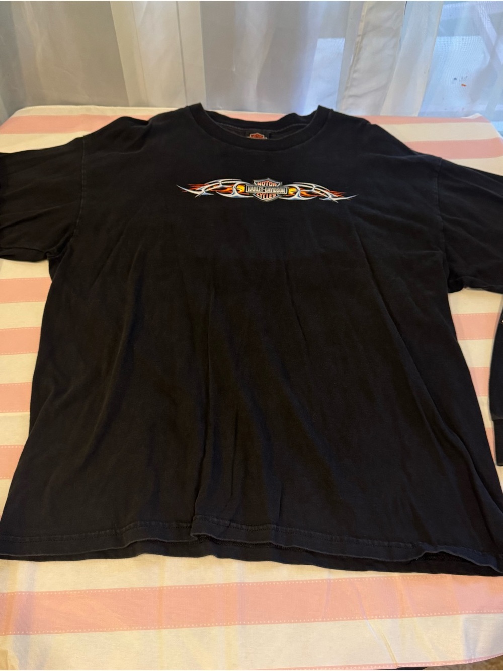 Vintage Harley-Davidson Navy Tail Pipes Long Sleeve Flames T-Shirt Size 2XL VA